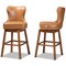 Baxton Studio Gradisca Modern Tan Faux Leather and Walnut Brown Finished Wood 2-PC Swivel Bar Stool Set 184-11402-Zoro - alternate 6